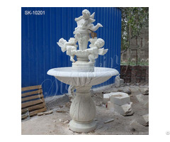 Outdoor Garden White Marble Water Fountain With Angels For Sale