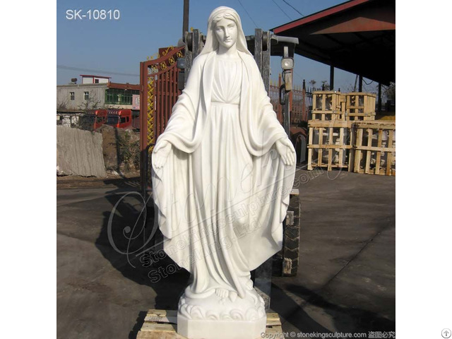 Factory Supplier Religious White Marble Blessed Mother Mary Statue For Church