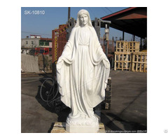 Factory Supplier Religious White Marble Blessed Mother Mary Statue For Church