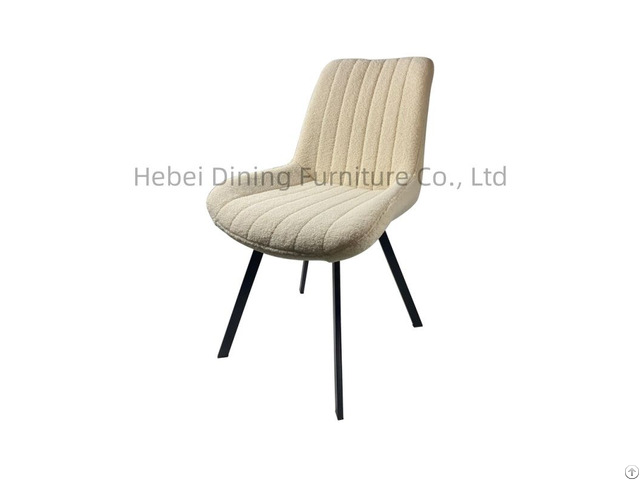 Velvet Dining Chair Striped Cushion Iron Legs