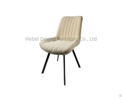 Velvet Dining Chair Striped Cushion Iron Legs