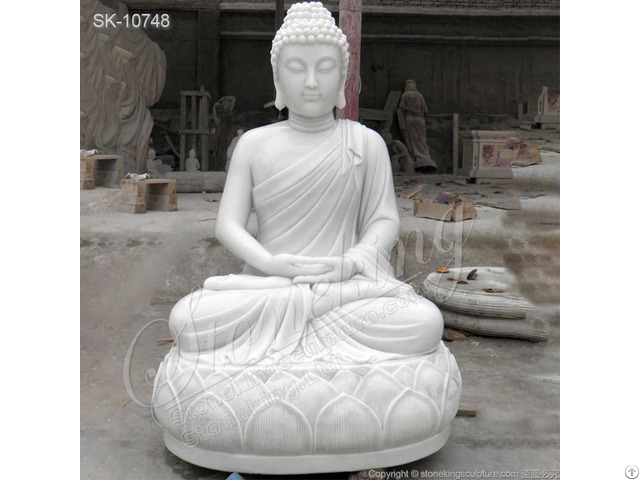 White Marble Seated Meditating Buddha Statue For Outdoor Garden And Home Decor