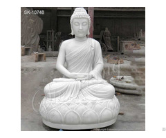 White Marble Seated Meditating Buddha Statue For Outdoor Garden And Home Decor