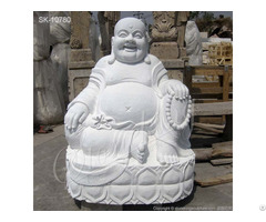 White Marble Seated Fat Laughing Buddha Statue For Outdoor Garden And Home Decor
