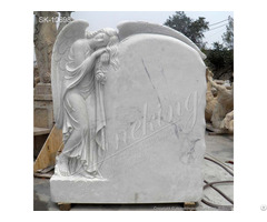 Manufacturer White Marble Headstone With Standing Angel For Cemetery Or Gravesite