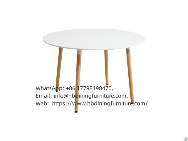 Mdf Tabletop Beech Wood Legs Round Dining Table Dt M06