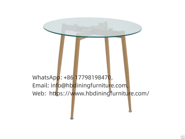 Round Glass Wooden Leg Coffee Table Dt G07