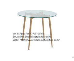 Round Glass Wooden Leg Coffee Table Dt G07
