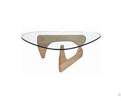 Triangular Wooden Legs Glass Dining Table Dt G12
