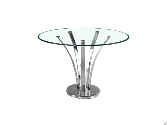 Round Glass Dining Table With Metal Base Dt G11