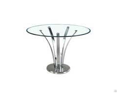 Round Glass Dining Table With Metal Base Dt G11