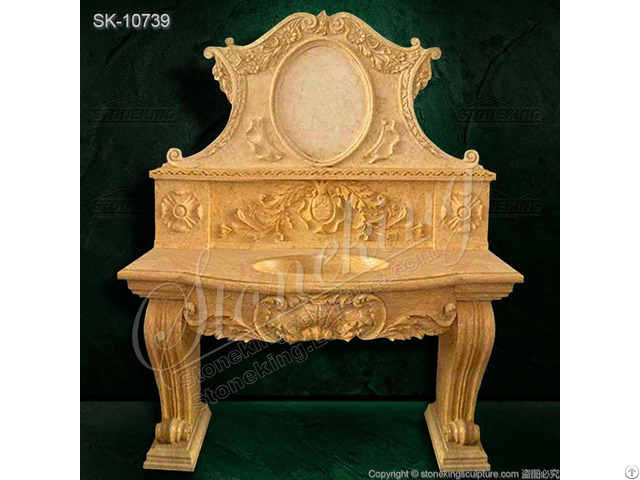 Luxury Yellow Marble Sink Vanity With Backsplash For Bathroom And Home Decor