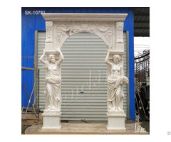 Elegant Marble Doorway Or Door Surround With Woman Statues For Outdoor Entrance And Garden