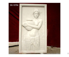 Factory Price Beautiful White Marble Woman Bas Relief Art Sculpture For Home Decor