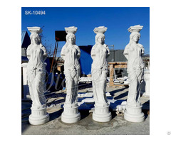 Outdoor White Marble Greek Woman Statue Of Caryatid Columns For Architecture And Buildings
