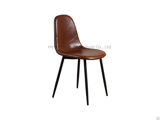 Leather Dining Chair Glossy Black Painted Legs