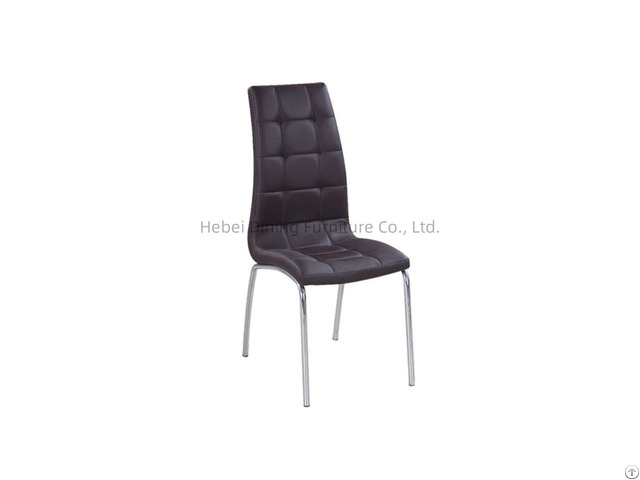 Leather High Back Iron Leg Dining Chair