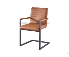 Metal Frame Leather Armchair Pu Dining Chair