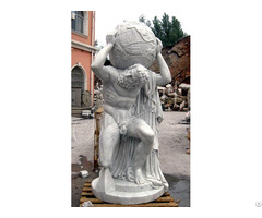 Factory Supplier White Marble Greek Atlas Statue Holding The Globe World For Garden And Home Decor