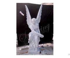 Manufacturer Memorial Marble Angel Statue With Wreath For Outdoor Garden Or Home Decor