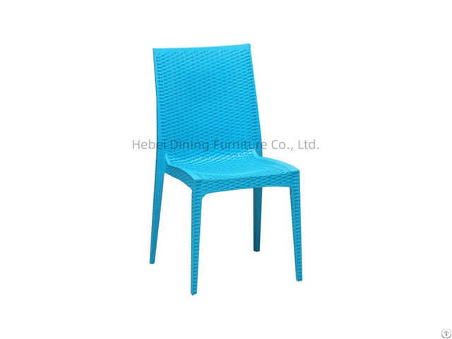 Plastic Dining Chair Blue Woven Pattern