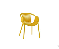 Plastic Hollow Back Armrest Dining Chair