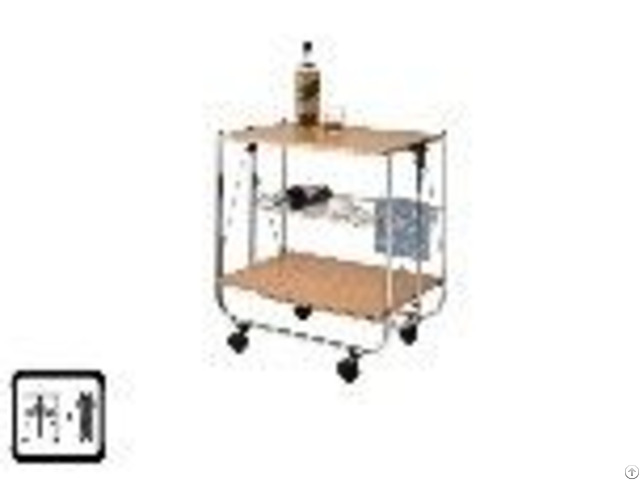 Wooden Board Two Tier Foldable Trolley