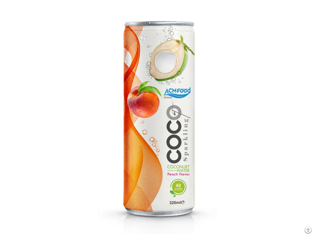 Best 320ml Acm Sparkling Coconut Water Peach Flavor