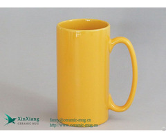 Customized Solid Color Glaze Yellow Skinny Tall Ceramic Coffee Mugs Factory