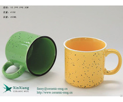 Customized Yellow Ink Dot 15oz Faux Enamel Stoneware Coffee Mug Factory