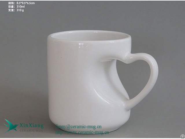 Customized Valentine S Day Ceramic Coffee Mug With White Heart Shaped Body