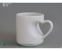 Customized Valentine S Day Ceramic Coffee Mug With White Heart Shaped Body