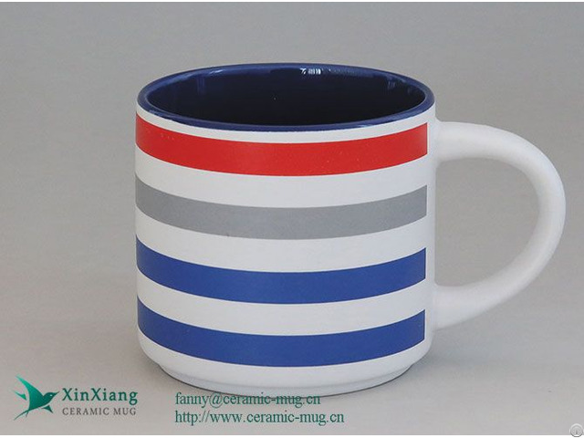 Custom Short 15oz Striped Fancy Ceramic Coffee Mugs