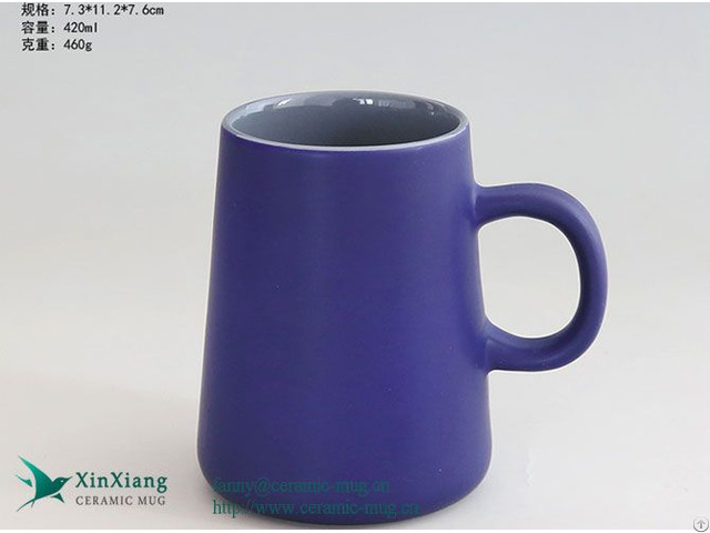 Blue Large Belly Color Glazed Stoneware Coffee Mugs