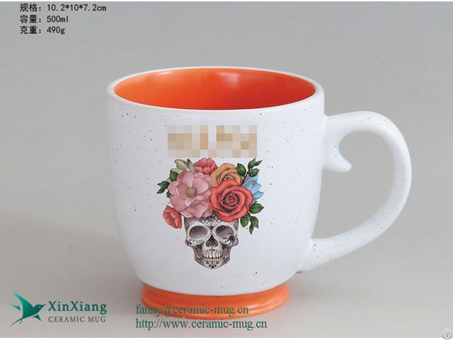 Customized 17oz White Ink Dot Ceramic Soup Mug With Logo Factory