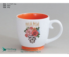 Customized 17oz White Ink Dot Ceramic Soup Mug With Logo Factory