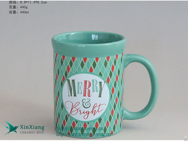 Customized Green Straight Body Ceramic Coffee Mug With Brand Logo