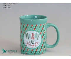 Customized Green Straight Body Ceramic Coffee Mug With Brand Logo