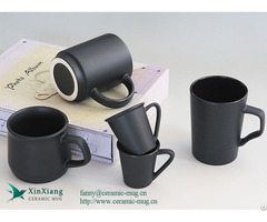 Customized Solid Black Ceramic Coffee Mug With Brand Logo Factory