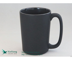 Custom Tall Matte Black 14oz Ceramic Coffee Mug With Large Handle Factory