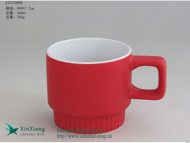 Customized Red Short Stackable Espresso Ceramic Coffee Mugs