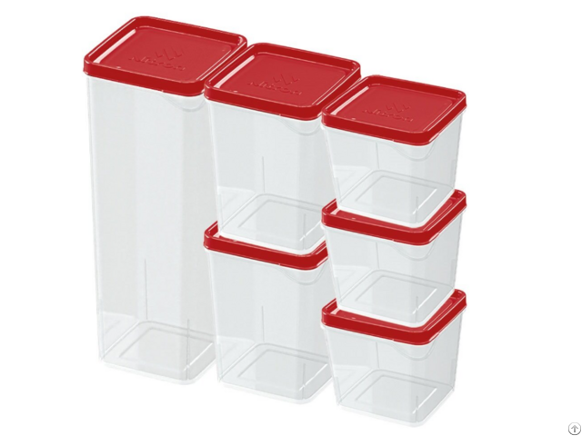 Set Of 3 Modular Square Pots With 6 Pieces, Red