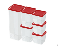 Set Of 3 Modular Square Pots With 6 Pieces, Red