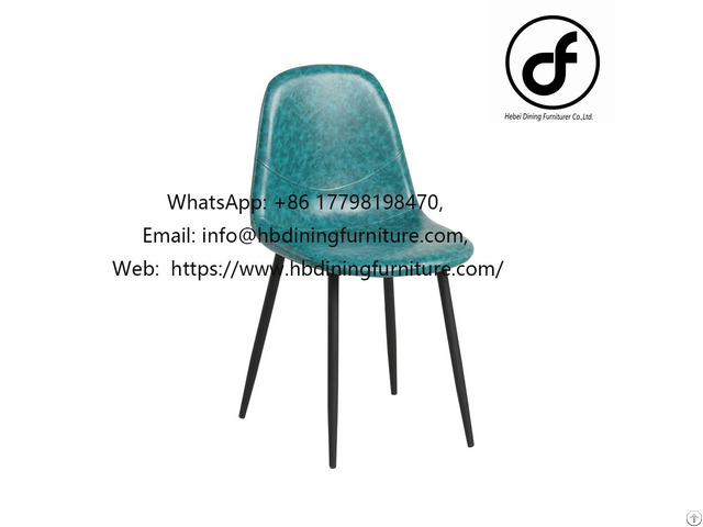 Leather Pu Dining Chair Glossy Black Painted Legs