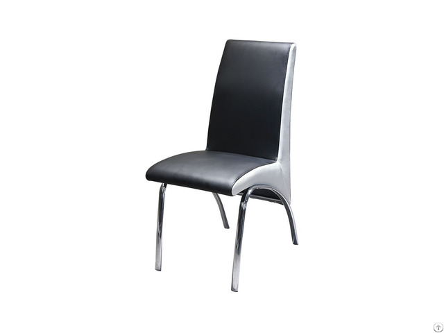 Curved Electroplated Leg Leather Dining Chair