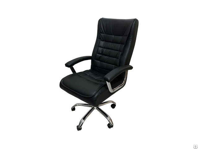 Black Leather Swivel Office Chair With Arms