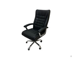 Black Leather Swivel Office Chair With Arms