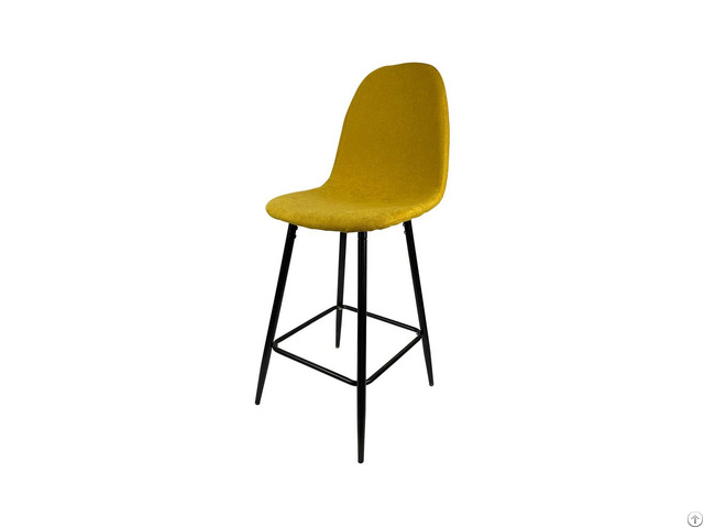 Fabric High Bar Chair Solid Color Wooden Legs