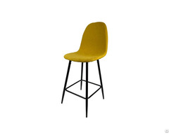 Fabric High Bar Chair Solid Color Wooden Legs