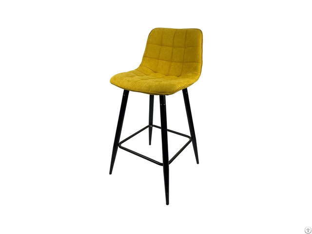 Upholstered Bar Chair High Leg Check Soft Fabric